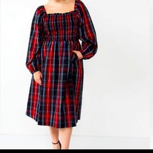 Plaid smocked midi dress from Kohls
